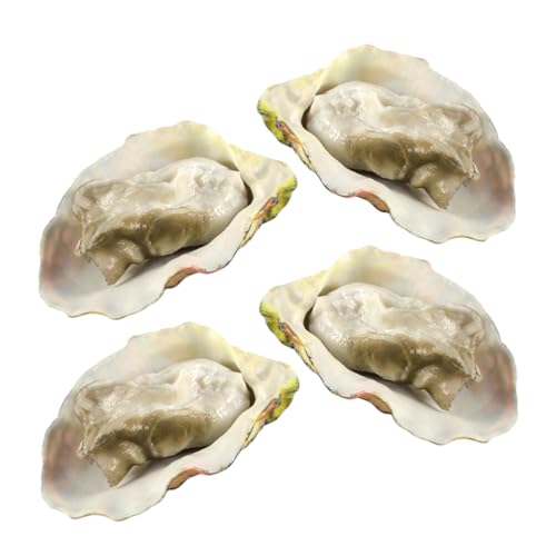 Toyvian 4pcs Artificial Oysters, Fake Shellfish Seafood Model Scallop Food Photography Prop Food Sample Display for Home Kitchen Party Decoration B