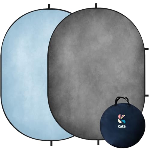 Kate 5x6.5ft(1.5x2m) Collapsible Backdrop Blue Pop up Backgrounds Grey Backdrops Collapsable Photography Photoshoot Prop