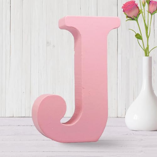 AOCEAN 6 Inch Pink Wood Letters Unfinished Wooden Letters for Wall MAGA Decorative Standing Letters Slices Sign Board for Crafts Christmas Decoration Home Party Projects (J) - style: J