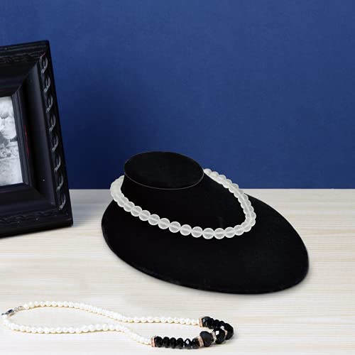 MOOCA Black Velvet Lay Down Necklace Bust Display Jewelry Display Necklace Chain Jewelry Bust Holder Stand, 2 Pcs, Black Velvet - color: Black Velvet