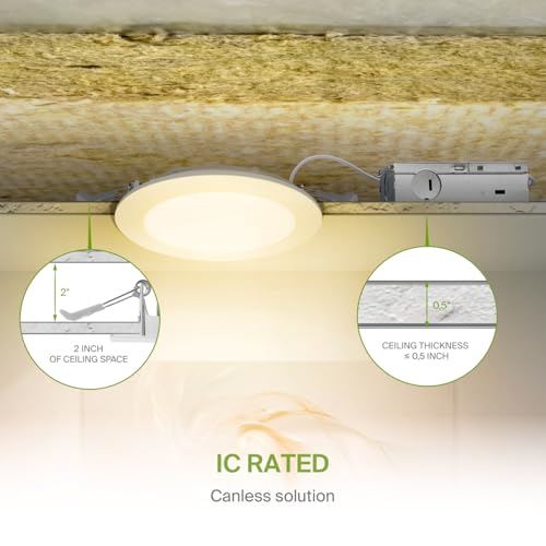 ASD 1 Pack LED Smart Recessed Lighting 6 Inch 15W, RGBW Color Changing Lights, Compatible with Alexa & Google Assistant, Dimmable 2700K-6500K Selectable RGB Lights, WiFi Bluetooth Ceiling Light, ETL - color: White, size: 6 Inch 1 Pack RGBW