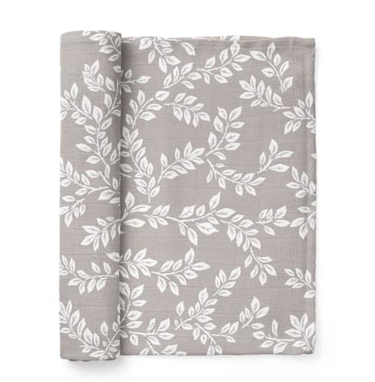 Mini Wander Swaddles for Newborns Muslin Swaddle Blankets - Breathable Soft Gender Neutral Receiving Blanket Baby Essentials | 47 x 47 Cotton - Leafy Sprig (Gray) - color: Leafy Sprig (Gray)