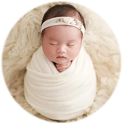 Zeroest Newborn Photography Wrap - Newborn Photoshoot Props - Boys & Girls Posing Stretch Knit Blanket (White, Small) - color: White