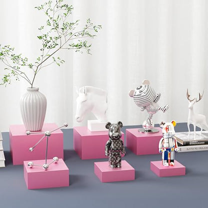 Metal Buffet Risers,6PCS Food Risers for Buffet Table 5in to 10in Display Stand for Catering Dessert Pink Cube Boxes Nesting Risers for Girl Princess party with Hollow Bottoms - color: Pink-6P