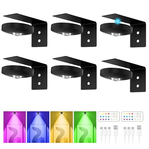 Battery Operated Painting Light, Magnetic Picture Light with Remote Dimmable and Timer - color: Black, size: 6 Packs