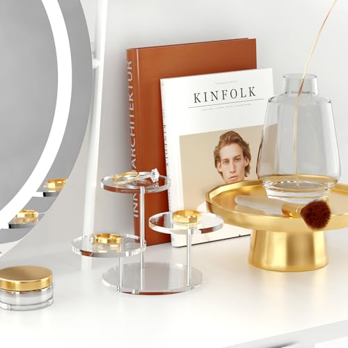 Round Acrylic Display Riser Stands, 3 Tier Jewelry Display Stands for Rings Earrings Mini Figurines 1 Pack(Clear) - color: Clear