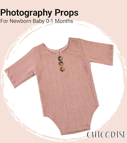 Newborn Photography Props, Infant Photoshoot Outfit Romper & Pom Pom Hat for Baby Boys Girls - color: Pink