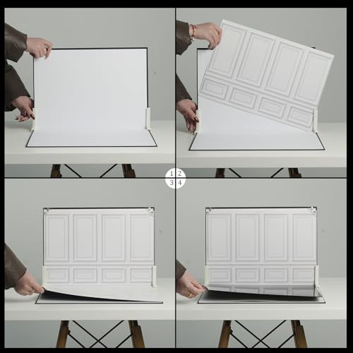 Food Photography Backdrops with Gloss Black Acrylic, 10 Pcs 20 Patterns Photo Backdrop Board, Waterproof Tabletop Small Shooting Kit for Creator, Metlakat