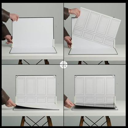 Food Photography Backdrops with Gloss Black Acrylic, 10 Pcs 20 Patterns Photo Backdrop Board, Waterproof Tabletop Small Shooting Kit for Creator, Metlakat
