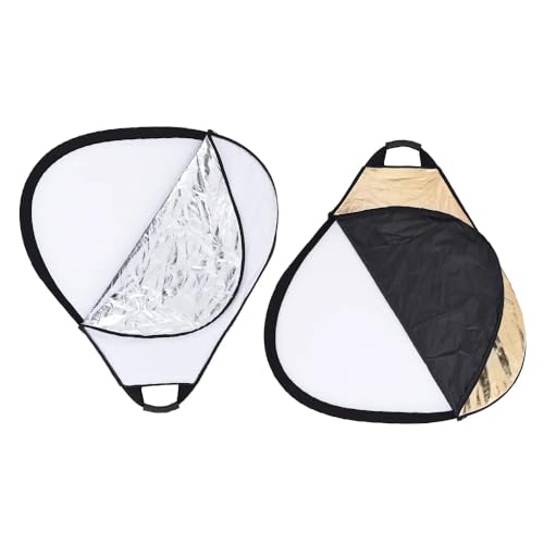 REFLEX CAMERA 5-in-1 Triangle Photography Reflector 12" | Gold Silver White Transparent Black | Single-Hand Grip | Portable Durable Light Reflector with Carrying Case (30cm) - size: 30cm (11.8in)