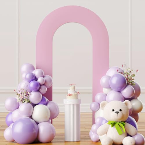 Light Pink 7.2FT Open Arch Backdrop U Shaped Cover, Spandex Double Sided, Fitted Round Top Chiara Stand for Party Wedding Ceremony Baby Shower Birthday Decoration - color: Light Pink