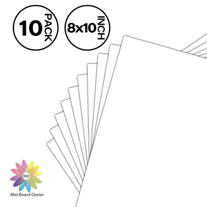 Mat Board Center, 10 Pack 8x10 White Backing Boards, Cardboard for Arts, Prints, Frames, Photos and More - size: 8x10