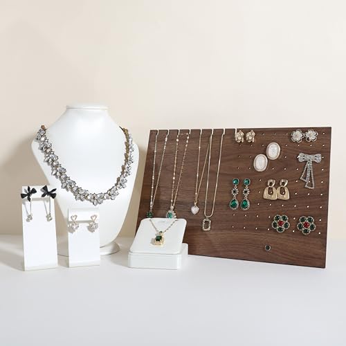walnut jewelry organizer, wooden jewelry display necklace holder, stud and necklace display stands for selling, earring storage holder【Necklace and Earring board】