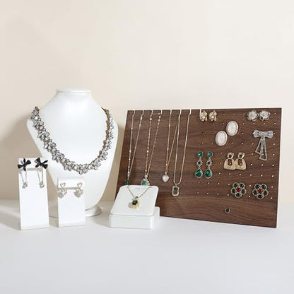 walnut jewelry organizer, wooden jewelry display necklace holder, stud and necklace display stands for selling, earring storage holder【Necklace and Earring board】