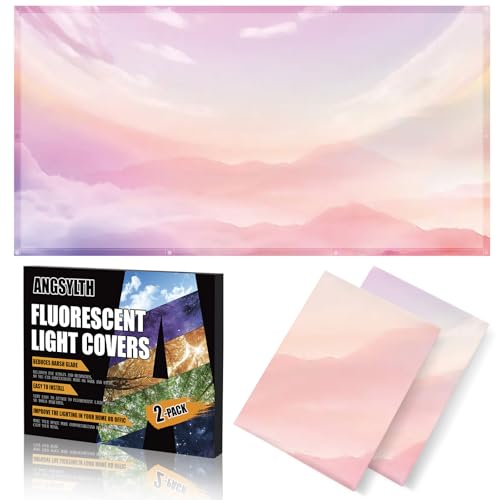 ANGSYLTH 2 Pcs Fluorescent Light Covers - 4 x 2 Feet Covers for Ceiling Lights, Magnetic Light Filters for Classroom, Office, Hospitals, Home (Pink - Sky) - color: Pink - Sky