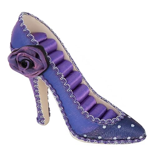 Ring Holder High Heel Shoe Design Fashion Jewelry Organizer Display Birtyday Gift (Pur) - color: Pur