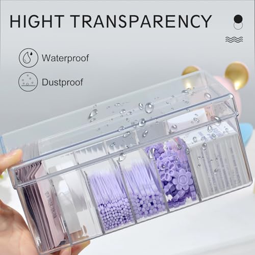 MoyRetty Acrylic Lash Extension Organizer, Large Capacity Eyelash Extension Supplies Storage Container Box, Neatly Store and Organize Your Lash Supplies (Clear)