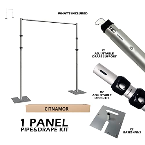 Pipe and Drape Adjustable Uprights, Crossbars,Bases & Hangers - Drape Systems for Backdrops, Trade Shows, Events, Photo Booths and Decorations by CITNAMOR ((4'-10') Tall x 10' Wide Kit) - size: 4-10' Tall x 10' Wide Kit