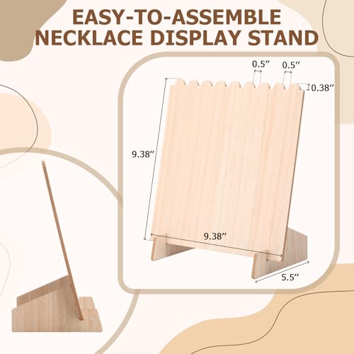 Tondiamo 6 Pcs Wooden Necklace Jewelry Display Stand 9.38 x 9.38 Portable Jewelry Display Holder Necklace Displays for Vendor Wood Plank Freestanding Storage Holder Bulk for Vendor Selling Craft Show