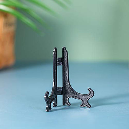 Artliving 3 Inch Black 12pcs/Set Plastic Easels Plate Display Stands Picture Frame Stand Holder - color: Black, size: 3 Inch (12 Pack)