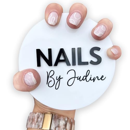 Custom Nail Photo Props, Acrylic Nail Picture Props Personalized Logo Nail Tech Decor Plate Nailfie Disk with Social Media Salon Nail Display Stand Nail Polish Display Gifts for Nail Artist - color: Design 1