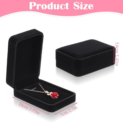 Yolev Velvet Necklace Gift Boxes Black Pendant Box for Jewelry Gifts Small Jewelry Gift Box Storage Display Case for Necklace Wedding Engagement Birthday Anniversary Valentine's Day
