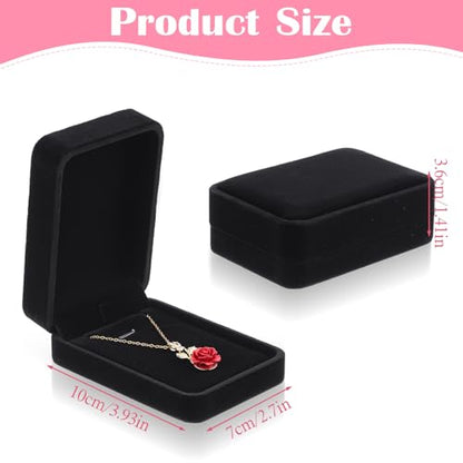 Yolev Velvet Necklace Gift Boxes Black Pendant Box for Jewelry Gifts Small Jewelry Gift Box Storage Display Case for Necklace Wedding Engagement Birthday Anniversary Valentine's Day