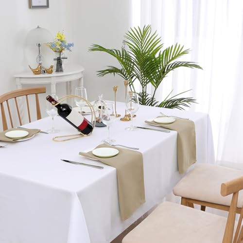 H.VERSAILTEX Cloth Napkins Set of 12 (18" X 18") Linen Textured Dinner Napkins Waterproof Extra Soft Thick Durable Reusable Napkins with Hemmed Edges for Dinners, Weddings and Everyday Use, Taupe - color: Taupe, size: 18" x 18" (Square)