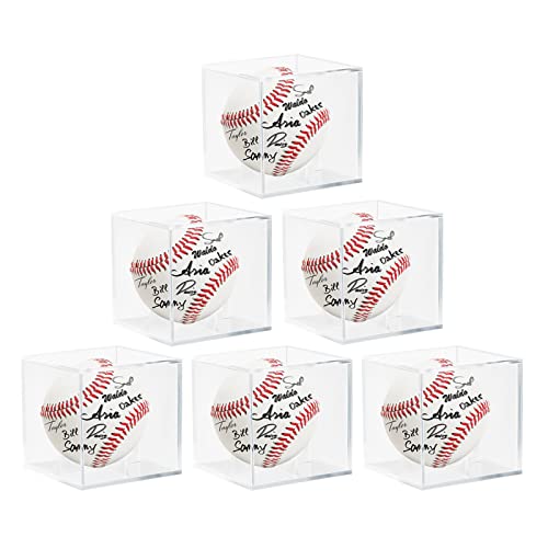 6 Pack Acrylic Baseball Case for Display, UV Protected Baseball Display Cube, Autographed Baseball Clear Display Case, Baseball Display Case for Memorabilia Baseball - size: 6 Pc