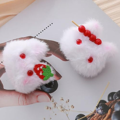 2 Pcs Plush Bunny Hair Clips Rabbit Hairpin Cute Ponytail Holders Easter Hair Clip Animal Hair Accessories For Women Girls