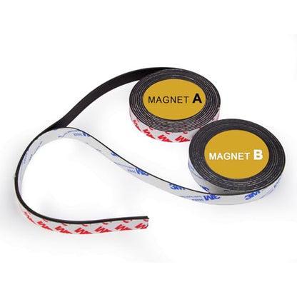 A+B Paired Magnetic Tape with Adhesive Backing, (10ft x 0.5 in x 2 Pack) Flexible AB Magnets Strips for DIY Closure Craftings, a b Magnet Match to Use - style: 10FT x 0.5IN x 2Pack