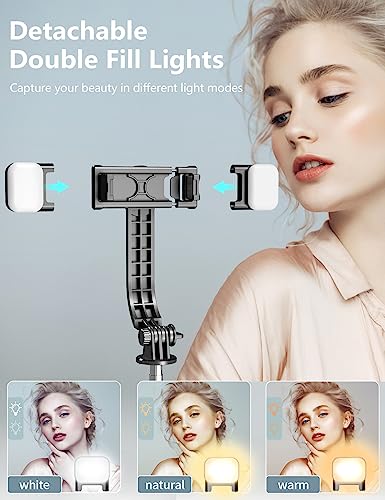 Selfie Stick Tripod with Light, 45'' Selfie Stick with Wireless Remote, Portable Phone Tripod Compatible with iPhone 16/15 Pro Max/15/14 Pro/14/13, Samsung S22/ S23 Ultra/Android Smartphone - color: Black - 45" Standard Height