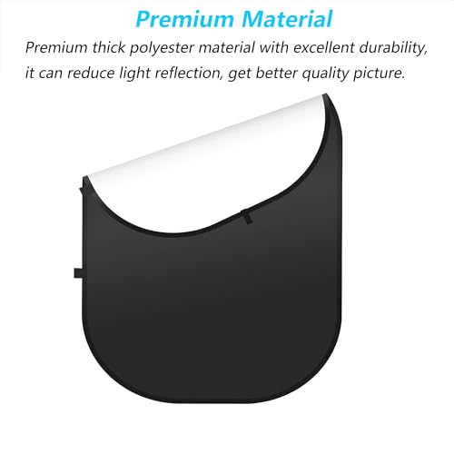5x7ft/1.5x2m Chromakey Black White Backdrop with 7.8ft/2.4m Stand, 2-in-1 Reversible Collapsible Pop-Up Black White Screen Background Panel for Photography Studio, Live Streaming, Video Shooting - color: Black/White