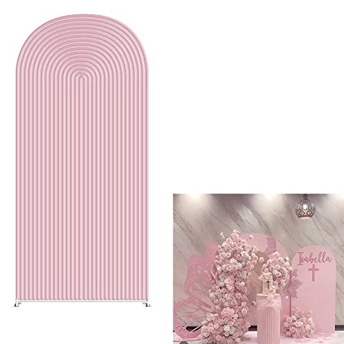 HUAYI Pink Ripples Pattern Arch Backdrop Cover for Birthday Party Wedding Baby Shower Decorations Chiara Backdrops Arched Wall Frame Stands Covers Props GP-456 3ft * 6ft - color: GP-456-Arch Cover, size: W3ft by H6ft (90cm by 180cm)