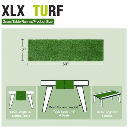XLX TURF Artificial Grass Table Runner for Sport Golf Spring Summer Party Decorations 12 x 60 Inch, Green Faux Grass Crafts Tabletop Centerpiece Birthday Wedding Baby Shower - size: 12 x 60 Inches / 1PC