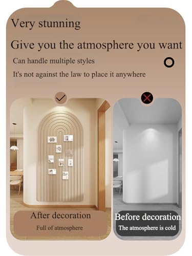 Self Adhesive Felt Bulletin Board,Round Edges Wall Panels for Office Bedroom Living Room,0.35" Thick Foldable Bulletin Boards,Boho Arch Photos Board (Light Camel,31.5×19.69inch) - color: Light Camel, size: 31.5×19.69inch