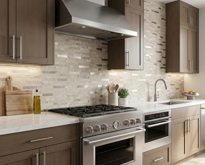 Yipscazo 10 Sheets Peel and Stick Stone Metal Tile Backsplash, Stick on Tiles for Backsplash Kitchen, Bathroom, Laundry Room, Camper, Fireplace (12'' X 12'', Beige Stone with Gold Metal) - color: Beige Stone with Gold Metal