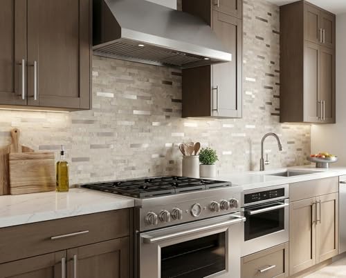 Yipscazo 10 Sheets Peel and Stick Stone Metal Tile Backsplash, Stick on Tiles for Backsplash Kitchen, Bathroom, Laundry Room, Camper, Fireplace (12'' X 12'', Beige Stone with Gold Metal) - color: Beige Stone with Gold Metal