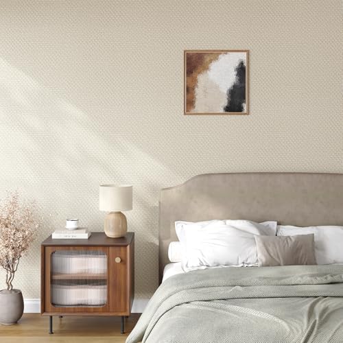 Beige Grasscloth Peel and Stick Wallpaper Textured Grass Cloth Rattan Wallpaper for Furniture Bedroom Cabinet Shelf Liner 15.7"x160" Self Adhesive Linen Woven Wall Paper Basket Contact Paper