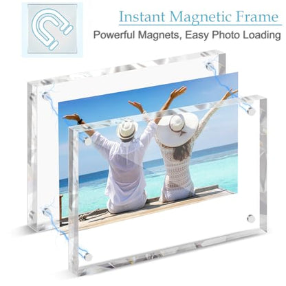 3 Pack 5x7 Acrylic Picture Frames, Premium Acrylic Photo Frame, Double-Sided Magnetic Picture Frames Clear Thickness Lucite Frameless Transparent Square Frame Gift for Home Office Desktop Display - size: 5X7-3