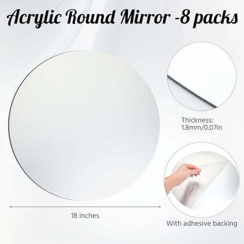 Amyhill 8 Pcs Round Mirrors for Centerpieces Table Decorations Acrylic Circle Mirrors Tray Candle Plates for Wedding Baby Shower Birthday Party Bulk Supplies(18 Inch) - size: 18 Inch