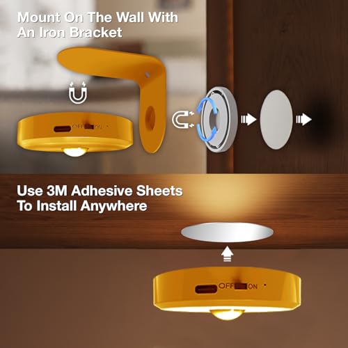 Picture Lights for Wall Wireless with Magnetic,2000mAh Rechargeable Picture Frame lights with Dimmable,Puck Lights with Remote Control,Art Lighting for Paintings,Counter, Shelf,Bookcase(4 Pack,Gold) - color: Gold-4 PACK