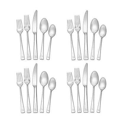 Mikasa Lucia 20 Piece Flatware Set, 18/10 Stainless Steel Silverware, Service for 4, Modern Design, Rust Resistant, Dishwasher Safe - size: 20-Piece Flatware Set, Service for 4, style: Lucia