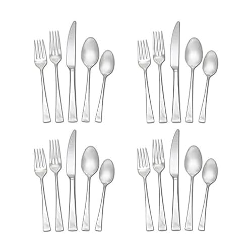 Mikasa Lucia 20 Piece Flatware Set, 18/10 Stainless Steel Silverware, Service for 4, Modern Design, Rust Resistant, Dishwasher Safe - size: 20-Piece Flatware Set, Service for 4, style: Lucia