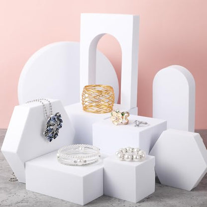 10 Pcs Geometric Cube Product Photography Props Set, Hard Foam Photography Background Props for Product Photo Shooting, White