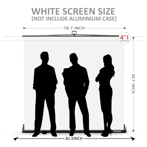 【Wider Style】 RAUBAY 78.7 x 82.7in Large Collapsible White Backdrop Screen Portable Retractable Panel Photo Background with Stand for Video Conference, Photographic Studio, Streaming - color: White, size: Wider (78.7 x 82.7in)