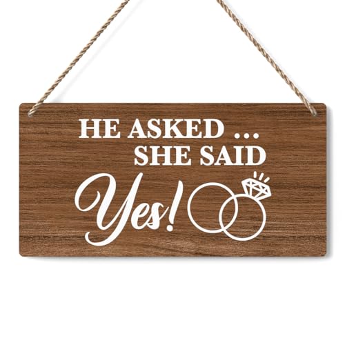 Rustic Wedding Sign She Said Yes, Engagement Wedding Photo Props Sign, Weddings Decor Stuff Engagement Party Decorations 12x6 Inches (Brown) - color: She Said Yes