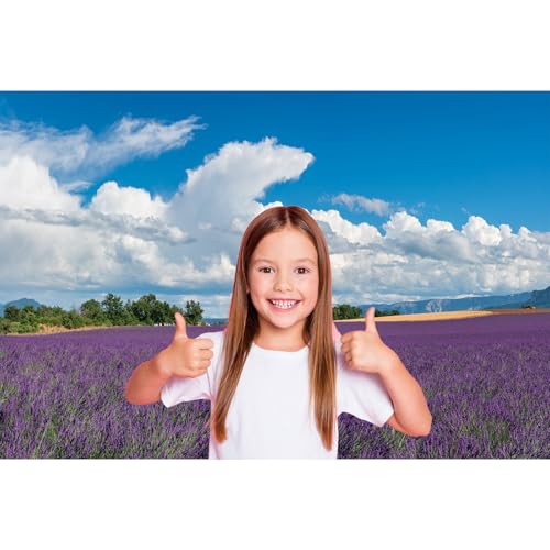 Lavender Fields Backdrop Provence Mountain Valley Lavender Field Photography Background Summer Alps Cloudy Blue Sky Nature Landscape Backdrop France Travel Hiking Party Background Props 5x3ft - color: Purple, size: 5x3ft