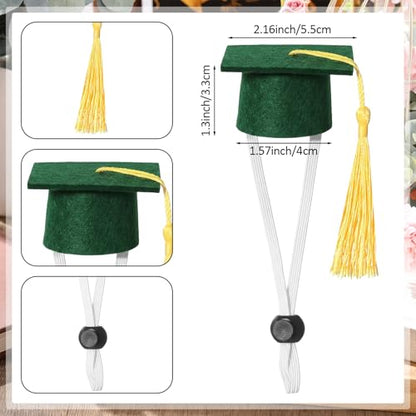 Eccliy 2 Pcs Pet Graduation Caps Mini Bachelor Hats with Tassel for Small Animal Guinea Pigs Hedgehog Bird Turtles Hamster Photo Props Graduation Festival Holiday Party Accessory(Green Gold) - color: Green Gold
