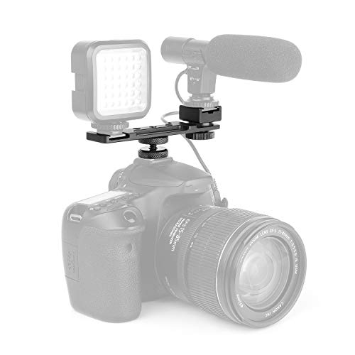 ChromLives Hot Shoe Extension Bar Mount, Cold Shoe Extension Flash Bracket, Dual Straight Mount Flash Bracket Compatible with Nikon Canon Sony Olympus DSLR Camera Camcorder DV - color: Camera flash bracket